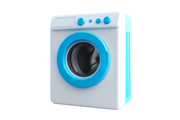 3D icon of a washing machine transparent background PNG 
