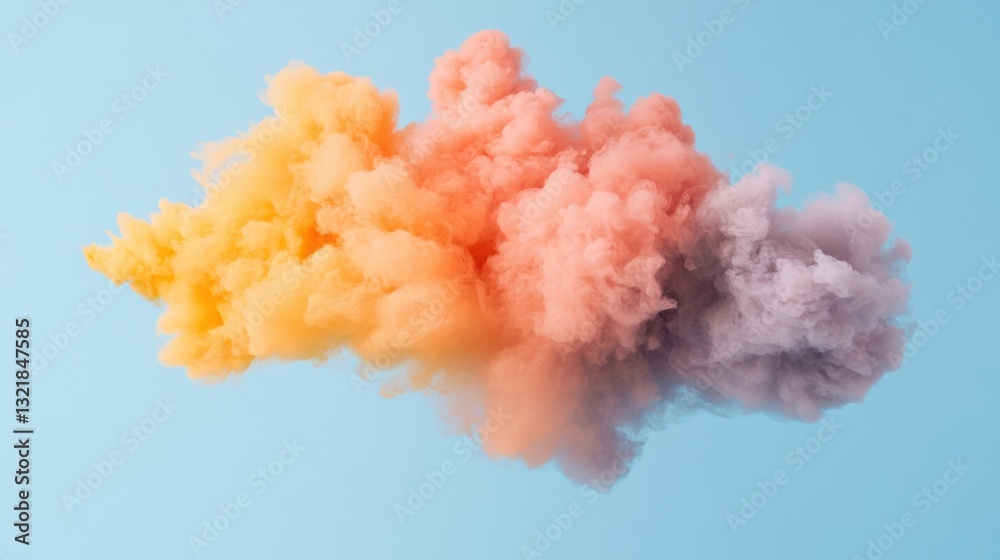 Fototapete gradient cloud explosion ethereal digital art visualization of soft smoke dynamics - trending creati
