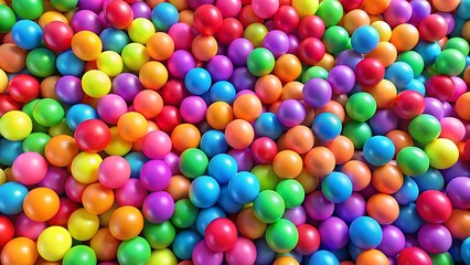 Obraz premium Many rainbow gradient random bright soft balls background. Colorful balls background for kids zone or children's playroom. Huge pile of colorful balls in different sizes. Vector background