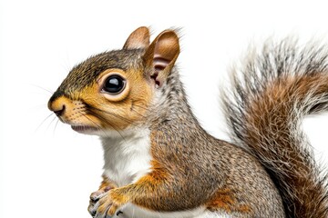 Obraz premium Close-Up of a Cute Squirrel with Bright Eyes and Fluffy Tail