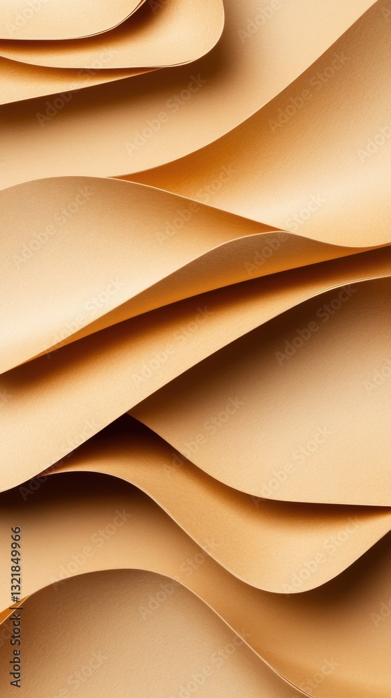 Poster minimalist gold paper sculpture abstract geometric waves capturing luxury design trends in premium b