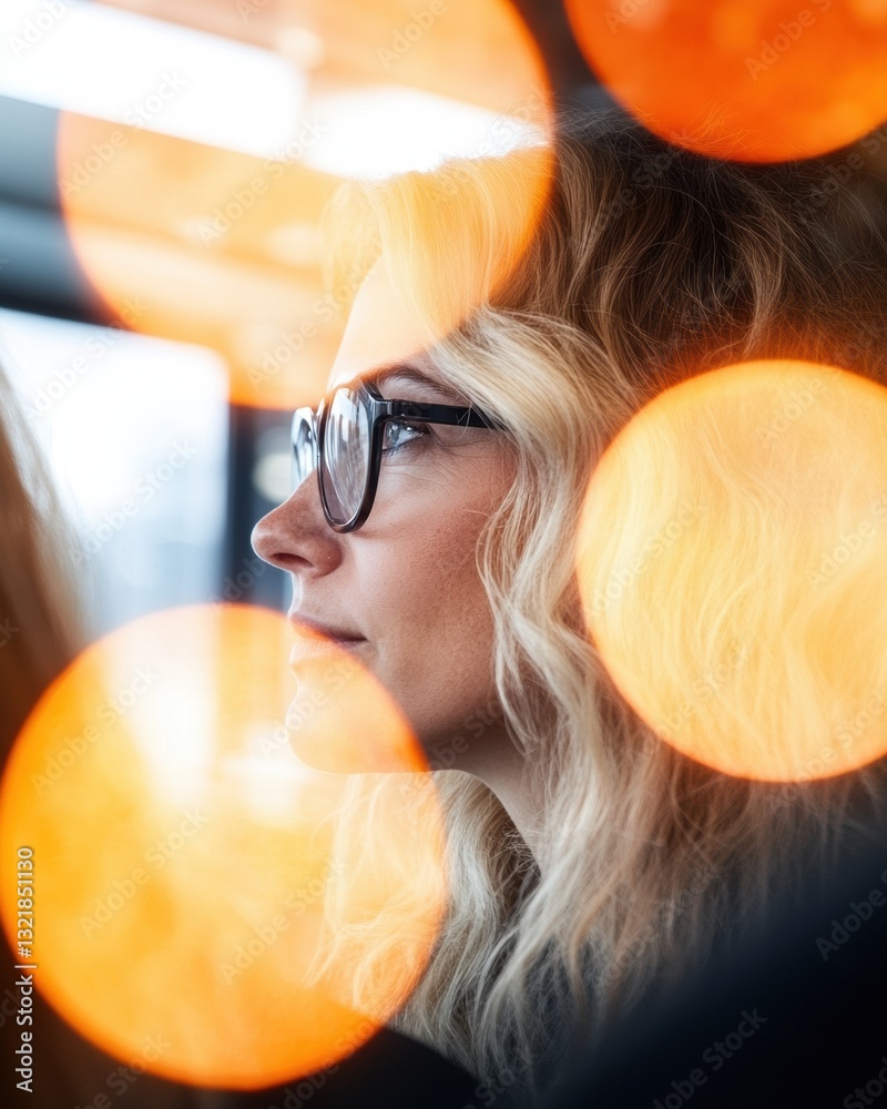 Poster visionary insights blurred bokeh creativity - emerging professionals strategic contemplation in mode
