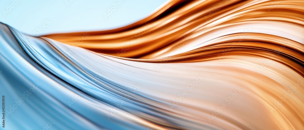 Poster Dynamic Fluid Motion Design Luxe Abstract 8K Wallpaper Exploring Digital Texture Trends with Minimalist Blue and Bronze Chromatic Flow
