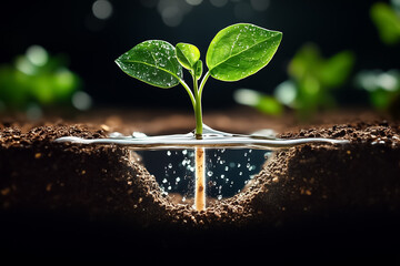 Beneath the surface, clear soil reveals irrigation pipes delivering vital water directly to plant roots, supporting growth and vitality in a controlled environment