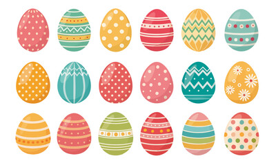 Set of easter eggs flat design on transparent background