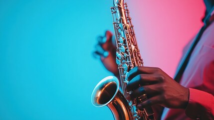 Neon Jazz Fusion Immersive Saxophone Performance in Vibrant Digital Creative Culture - Contemporary Music Storytelling for Gen Z Content Creators