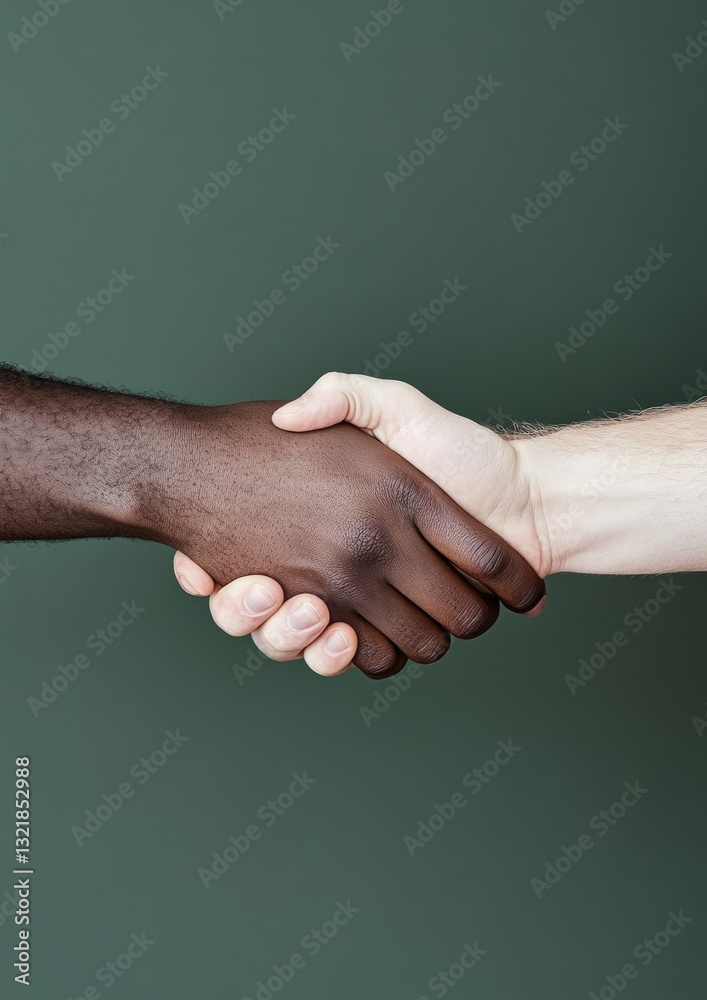 Aufkleber Empowering Diversity Multicultural Unity and Connection Through Supportive Handshake - Inclusive Workplace Collaboration and Social Progress Imagery