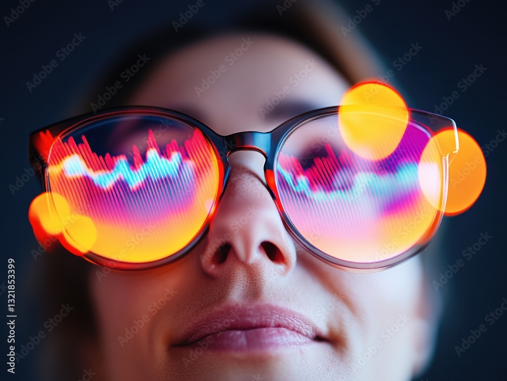 Poster Futuristic Data Visualization Immersive Digital Insights with Vibrant Holographic Reflection - Next-Gen Tech Experience for Innovative Professionals