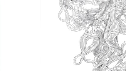 Naklejka premium A minimalistic black-and-white sketch of shrimp pasta with intricate line details.