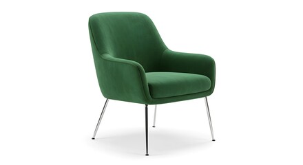 Obraz premium Modern green velvet chair isolated on a white background
