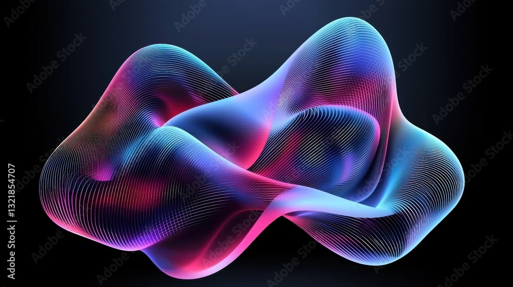 Aufkleber dynamic colorful waveform animation digital art abstract concept dark background futuristic view vis