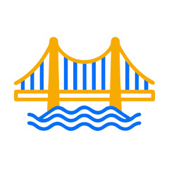 Obraz premium Bridge icon over water, vibrant design concept