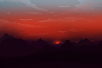 Lo fi sunset on the beach. Aesthetic