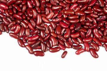 Raw Red Kidney Beans on White Background Top View