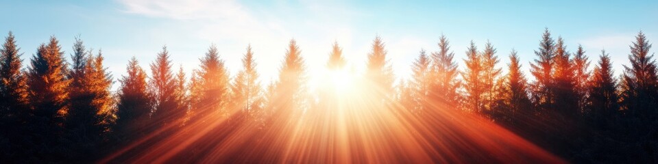 Obraz premium Regenerative Forestry Visualized Sunlit Pine Ecosystem Panorama - Climate Solutions, Biodiversity Conservation, and Sustainable Landscape
