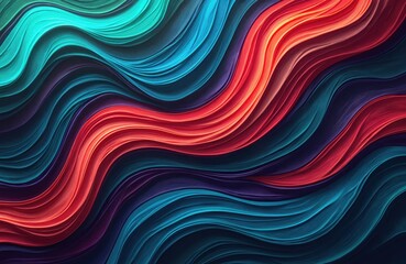 Fototapeta premium Abstract wavy background design with fluid shapes and vibrant color gradients. Dynamic curves in red, blue tones create modern stylish wallpaper for web, print projects, tech presentation templates.