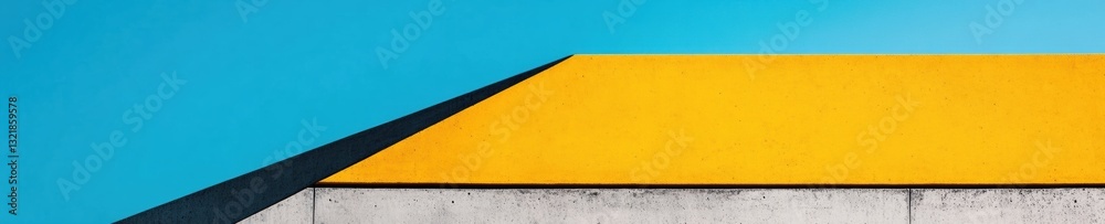 Poster Minimalist Geometric Architecture Bold Color Block Design Showcasing Contemporary Urban Aesthetic with Precision Material Intersections