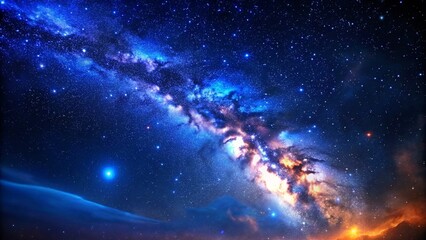 Fototapeta premium Space background realistic starry night milky way and stardust color galaxy
