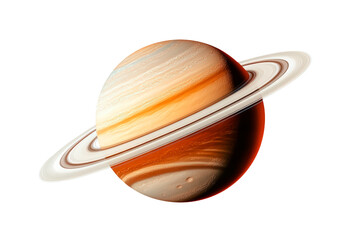 Planet Saturn displays its iconic rings isolated on transparent background