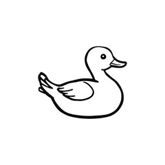 duck icon illustration vector icon Linear outline symbol Black icon on, Minimalist Duck Line Drawing: Black and White Vector of a Graceful Waterfowl
