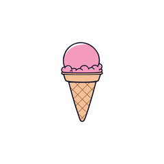 set of logo for ice cream shop Vector illustration, Delightful Pink Ice Cream Cone Vector: Sweet Treat in Minimalist Design