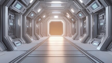 Abstract white geometry background with clean lines and layered podiums, creating a futuristic and elegant display scene.