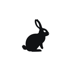 Obraz premium rabbit animals, Black Rabbit Silhouette Vector: Minimalist Line Art for Nature and Wildlife Designs
