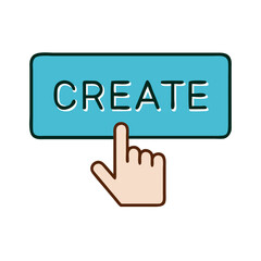 Create button icon with hand gesture, digital interaction concept