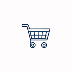 Shopping cart icon Simple linear icon with thin outline ,Minimalist Shopping Cart Icon: Sleek Black and White Design for E-Commerce and Retail
