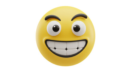 Smiling Yellow Face with White Teeth Isolated on White Background