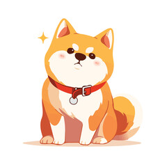 Cartoon illustration of a dog in different poses in vector format