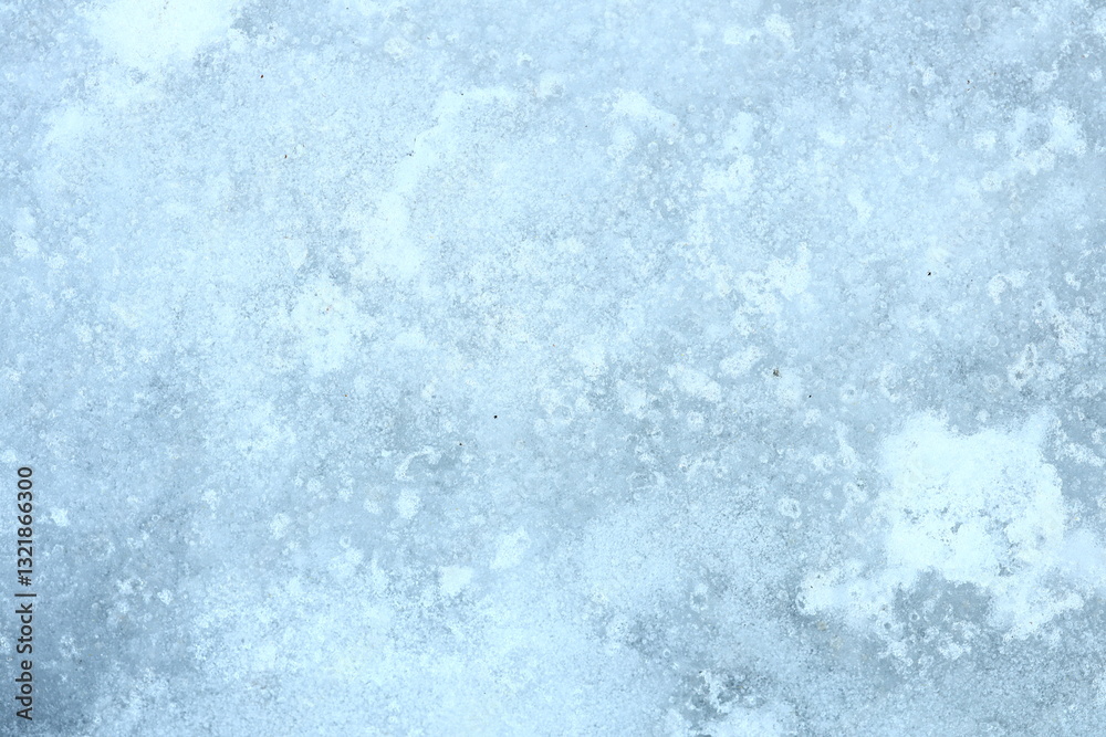 Poster Close-up shot of snow-covered ground with intricate patterns and texture.