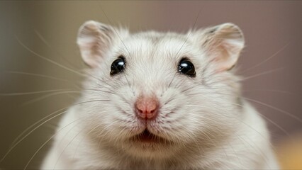 Close-up of a white dwarf hamster
