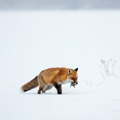 red fox in winter wonderland