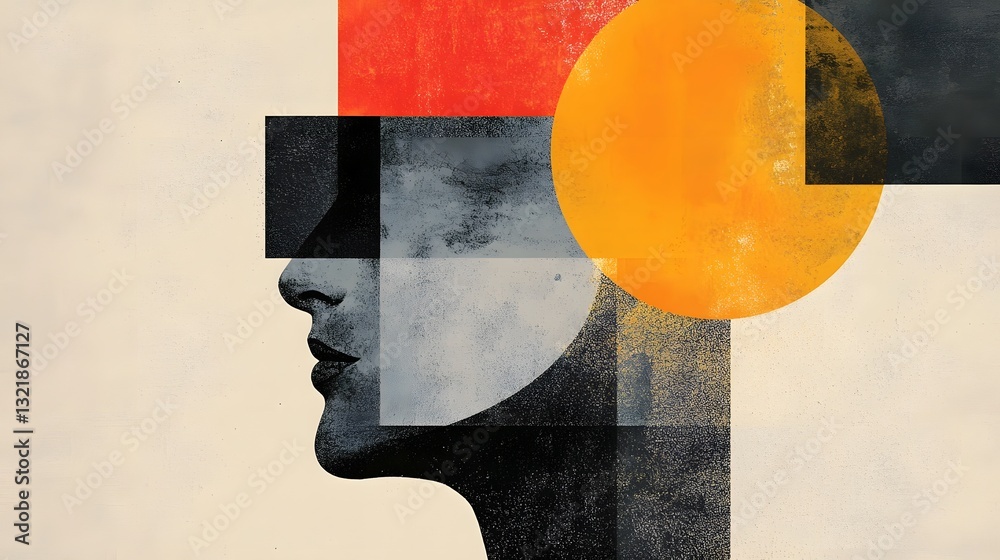 Wall mural experimental abstract geometric shapes and textures for design layout