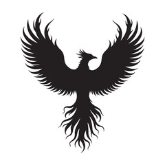 Fototapeta premium Eagle Bird with Wings Silhouette Vector White Background