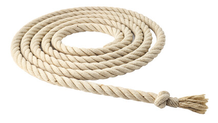 Obraz premium Natural coiled hemp rope bundle isolated on white background PNG. AI Generated 