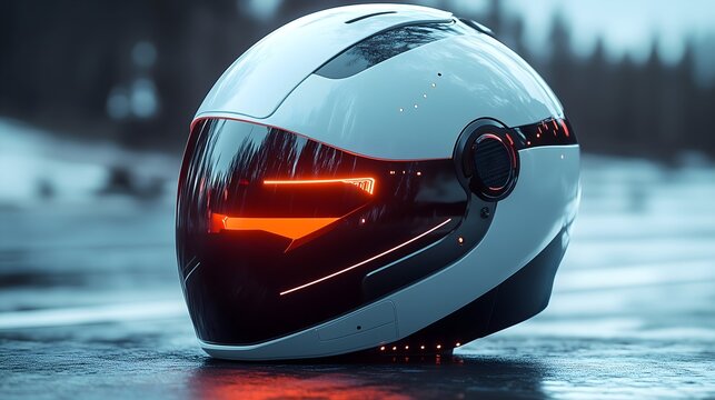 Futuristic helmet design showcasing innovative technology features and sleek aesthetics for advanced protection and style