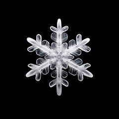 Translucent White Snowflake on Black Background