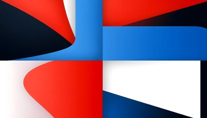 Abstract Geometric Design with Red, Blue, White, and Black Colors