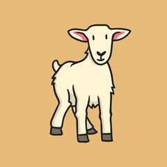 Cartoon-Style Standing Goat with a Playful Look