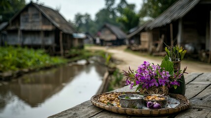 Traditional thai village life culinary delights by the water rural thailand photography serene landscape