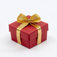 Obraz premium Red gift box with gold ribbon. Perfect present!