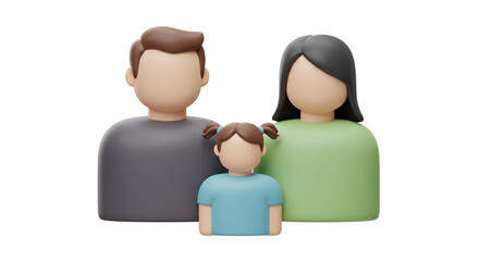 Family Avatar Illustration of Parents with Child in Minimalist Style
