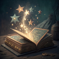 magic book and candle