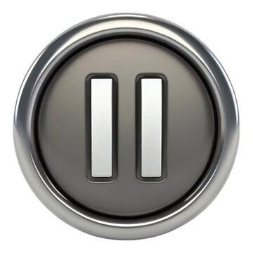 3D game pause icon, digital break symbol, isolated on transparency background