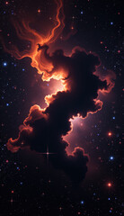 Naklejka premium This stunning digital artwork presents a vibrant and surreal cosmic scene, blending elements of nebulae, planets, and star fields.