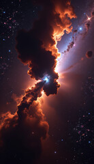 This stunning digital artwork presents a vibrant and surreal cosmic scene, blending elements of nebulae, planets, and star fields.