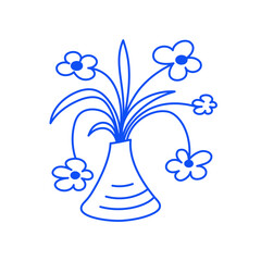 Vector simple linear illustration, hand poster, logo, print design template, hand drawn hand holding flower, gesture in minimal modern art style