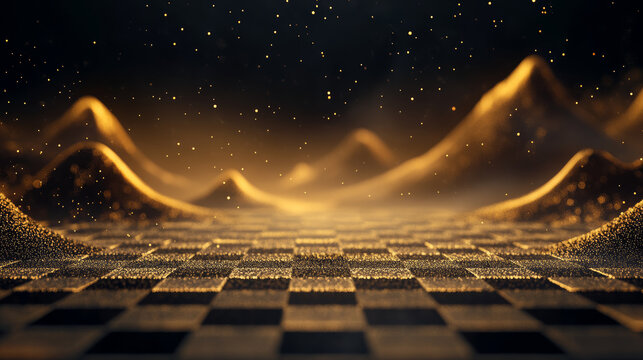 Golden Particle Gold Mountain Chessboard Background